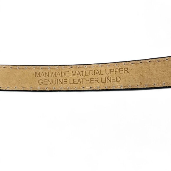 Black Slider Belt With Brushed Silver Metal Clasp Adjustable Leather Lined M/L - Picture 6 of 6